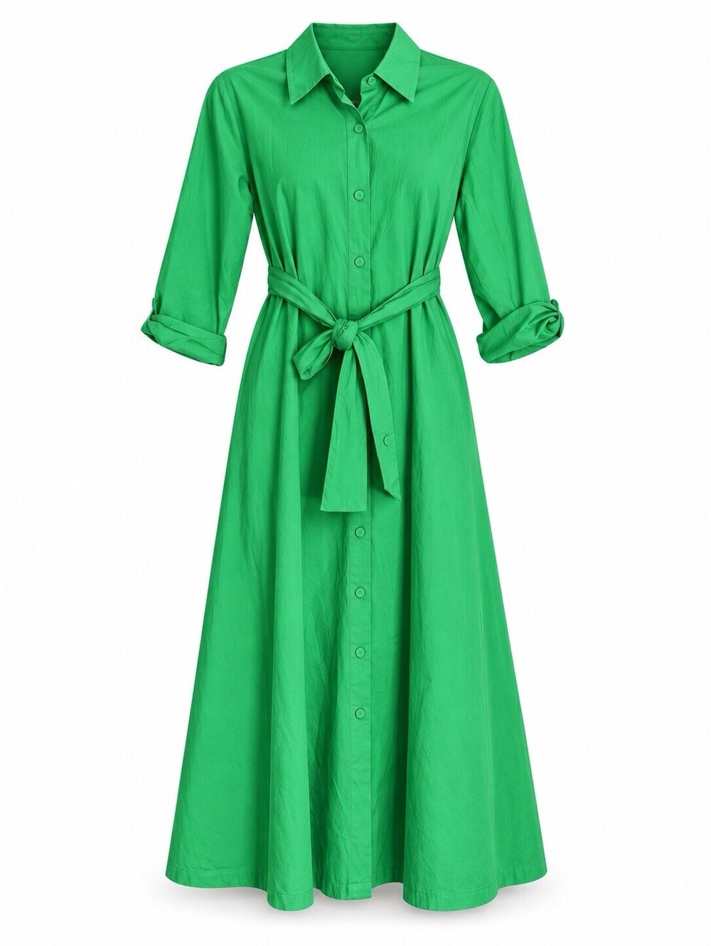 ODEEH vibrant kelly green midi shirt dress